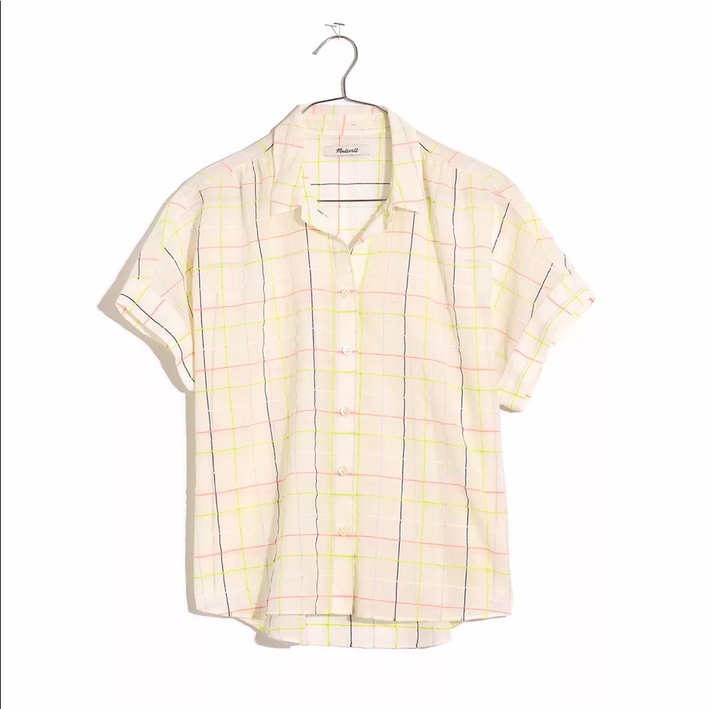 Madewell Hilltop Shirt in Neon Windowpane Size XS